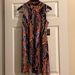 NEW RONNIE NICOLE MULTI-COLOR PAISLEY PRINT DRESS